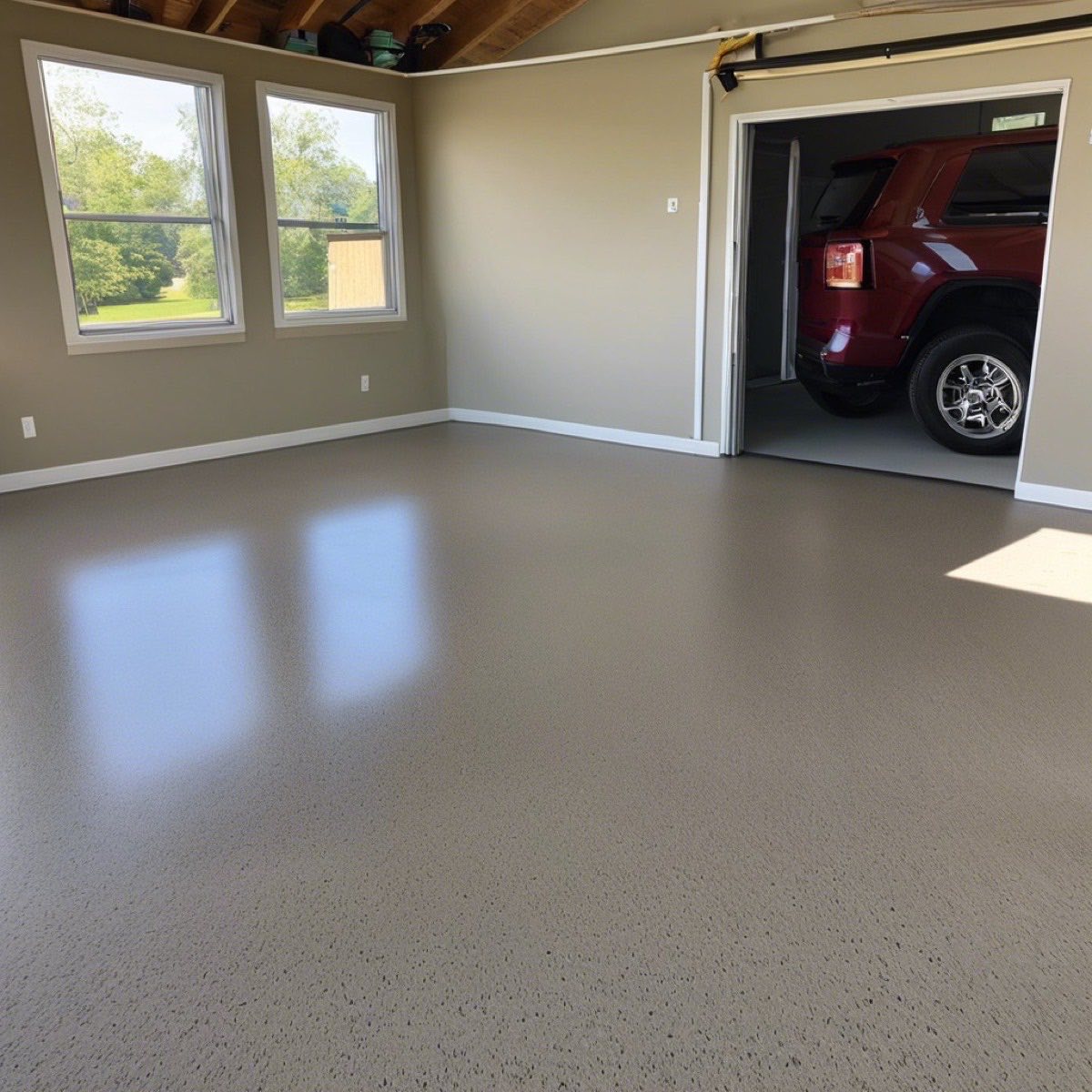 Garage epoxy floor, speckled gray