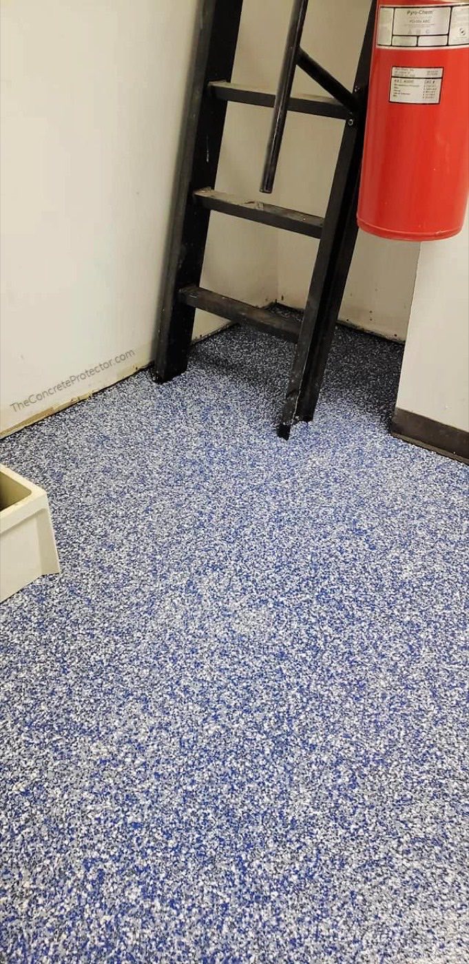 Epoxy flake coating by the entry door