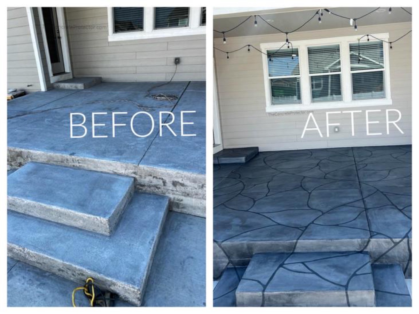Concrete steps before and after coating