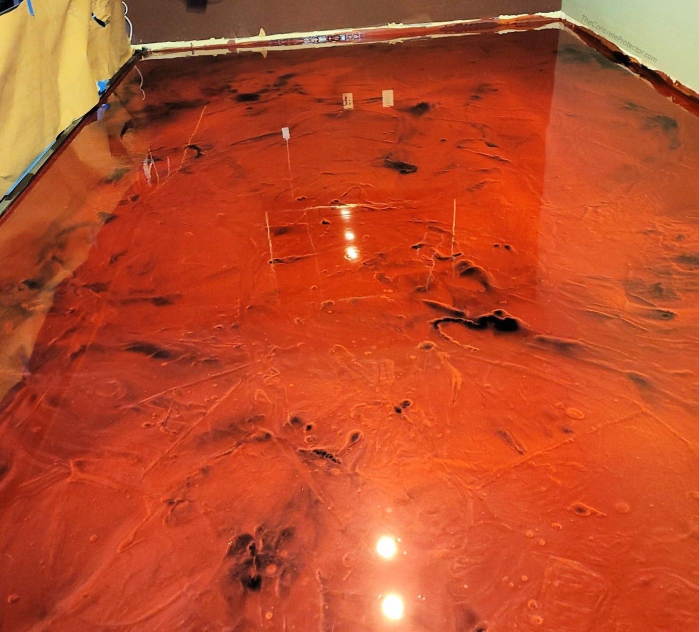 Red metallic epoxy floor